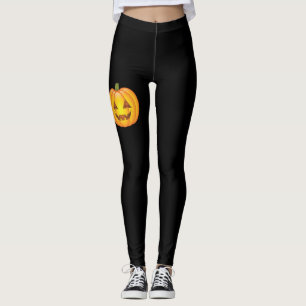 Leggings Halloween Jack O'lantern Calabaza en negro