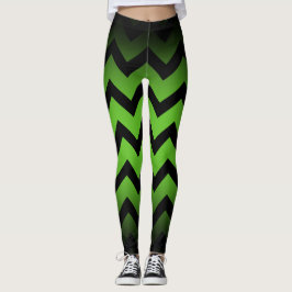 Leggings Halloween Línea negra de rayas de chevron verde os