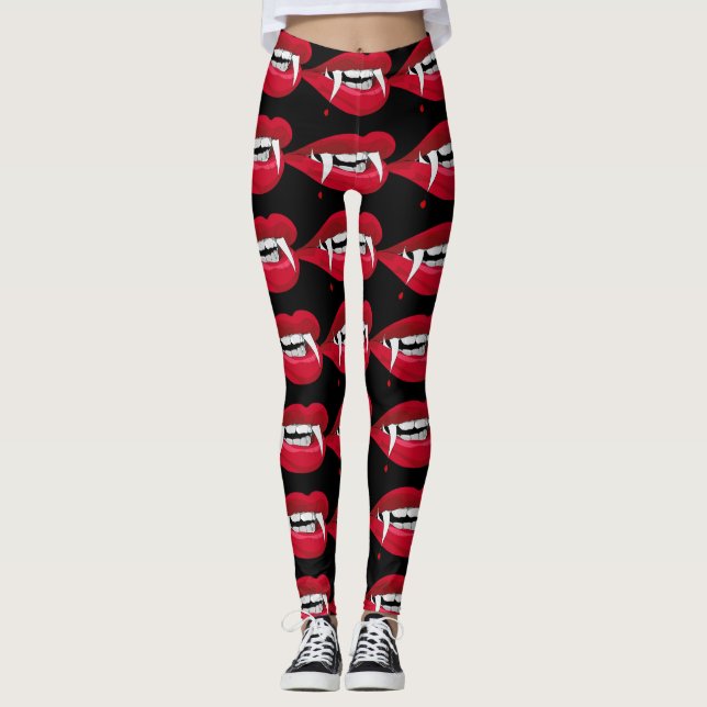 Leggings Halloween me muerde los dedos de los vampiros (Anverso)