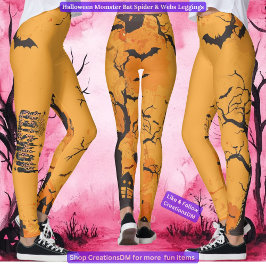 Leggings Halloween Momster Bat Spider y Webs