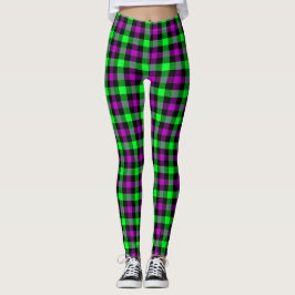 Leggings Halloween morado y neón verde tartán