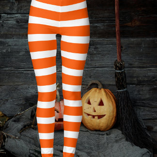 Leggings Halloween: Naranja de calabaza de brujas a rayas