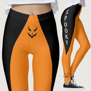 Leggings Halloween Naranja de calabaza de Jack O Lantern