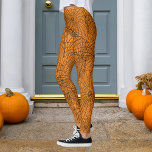 Leggings Halloween Naranja y Black Spider Web<br><div class="desc">Personalizar para cambiar el naranja a cualquier color.</div>