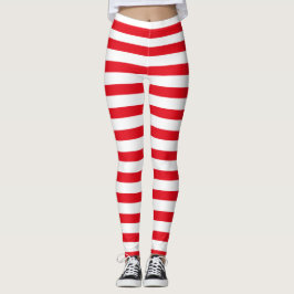 Leggings Halloween Navidades de franjas rojas y blancas