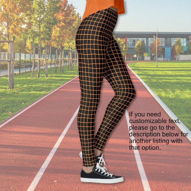 Leggings Halloween - Negro con red de naranja - SIN TEXTO (Halloween - Black with orange netting - NO TEXT Leggings)