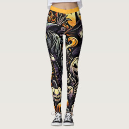 Leggings Halloween: Noche espeluznante de brujas y calabaza