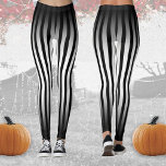 Leggings Halloween rayas verticales negras y blancas sombrí<br><div class="desc">Guay y única en todo el mundo imprimir la idea de disfraces de halloween para ella. Patrón blanco y negro divertido con líneas verticales retro. Se puede personalizar el color de las piernas blancas.</div>