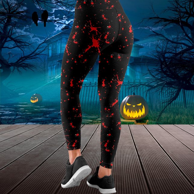 Leggings Halloween rojo y negro con manchas de sangre (Blood Splatter Red & Black Halloween Leggings)