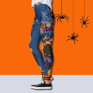 Leggings Halloween Scardy Cat Cute Brujas espeluznantes pie