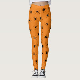 Leggings Halloween Spooky Spider Print Naranja