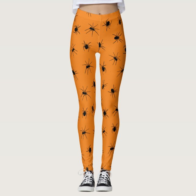 Leggings Halloween Spooky Spider Print Naranja (Anverso)