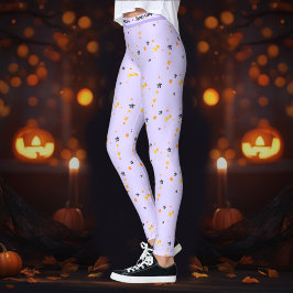 Leggings Halloween Spooky Stars Purple Name