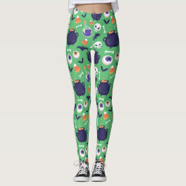 Leggings Halloween verde asusta