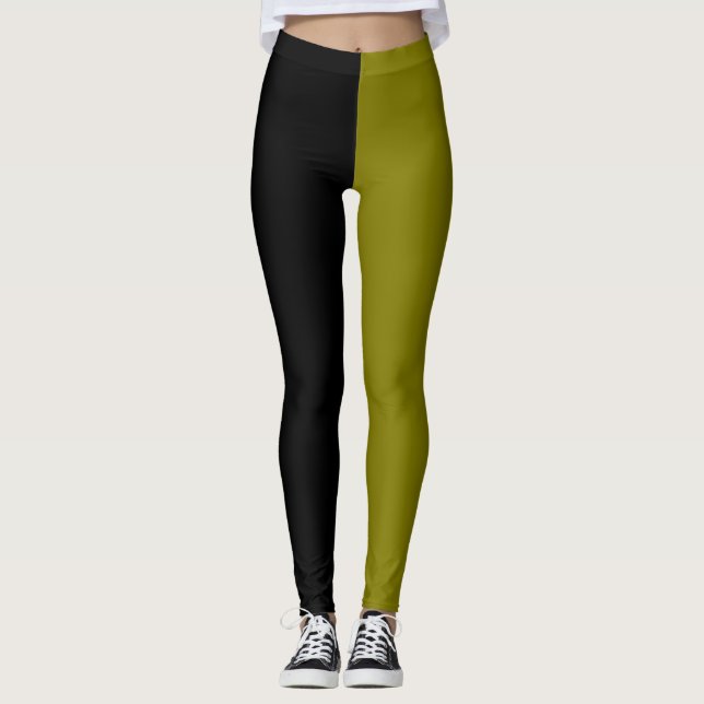 Leggings Halloween verde negro mitad negro mitad marrón (Anverso)