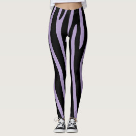 Leggings Halloween Zebra Stripes Black & Lavender