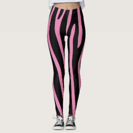 Leggings Halloween Zebra Stripes Black & Pink