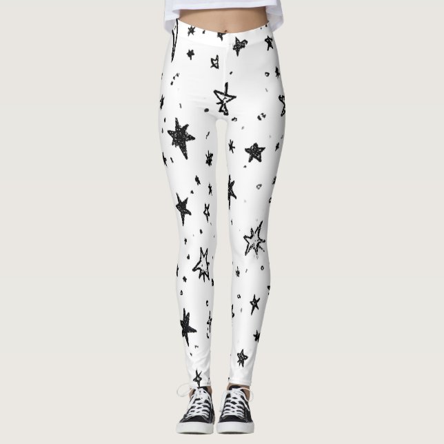 Leggings Hand Drawn Celestial Night Sky Pattern (Anverso)