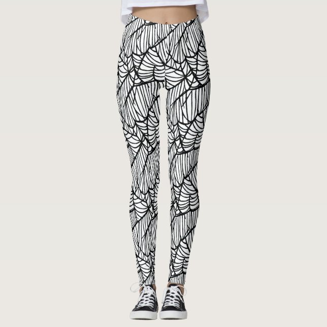 Leggings Hand Drawn Spider Web Halloween Pattern (Anverso)