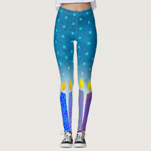 Leggings Hanukkah Boho vela la estrella turquesa de David V