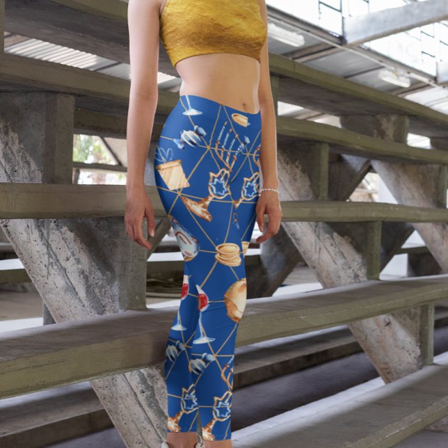 Leggings Hanukkah Menorah Dreidel Watercolor Gold (Subido por el creador)