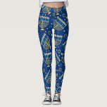 Leggings Hanukkah Menorah Estrella Azul de David<br><div class="desc">Hanukkah Menorah,  azul,  estrella de David,  judío,  leggings de patrón.</div>