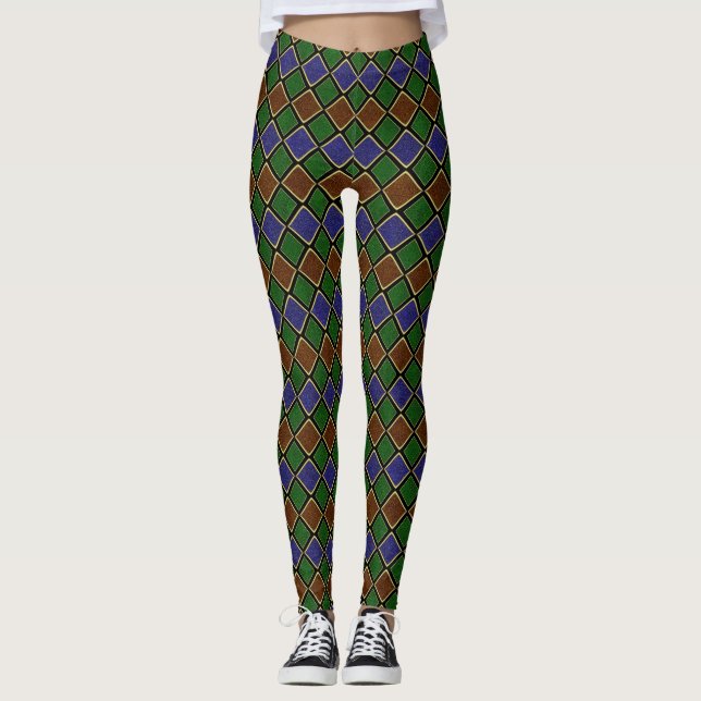 Leggings Harlequin Diamond Grid: Textured Harmony (Anverso)