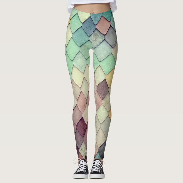 Leggings Harlequin Mermaid Diamond Shingle Pastel (Anverso)