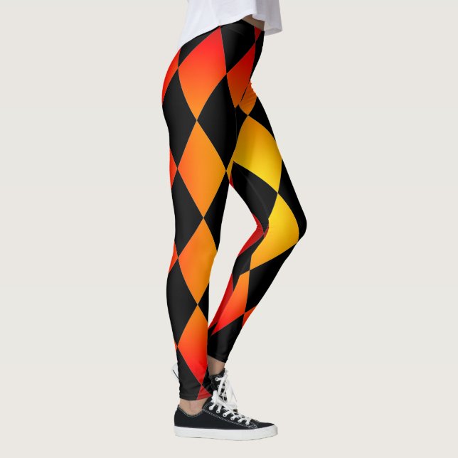 Leggings Harlequin ~Patrón de diamantes ~ Diseño de incendi (Derecha)