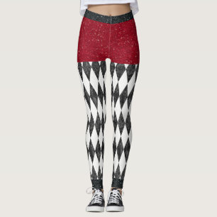 Leggings Harlequin rojo blanco negro clásico Diamond Argyle