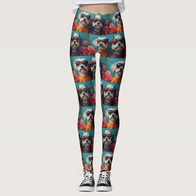 Leggings Havaneses con El día de San Valentín de Rosas del  (Anverso)