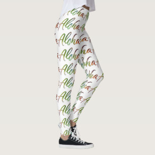 Leggings Hawaiana - letras tropicales de la mano -