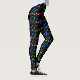Leggings Hawaiana - mano tropical que pone letras a negro