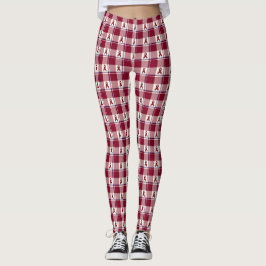 Leggings Head and Neck Cancer Awareness Plaid Burgundy