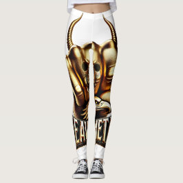 Leggings Heavy Metal Faust mit Adler Totenkopf Gold