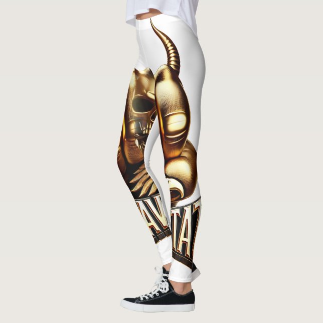 Leggings Heavy Metal Faust mit Adler Totenkopf Gold (Izquierda)