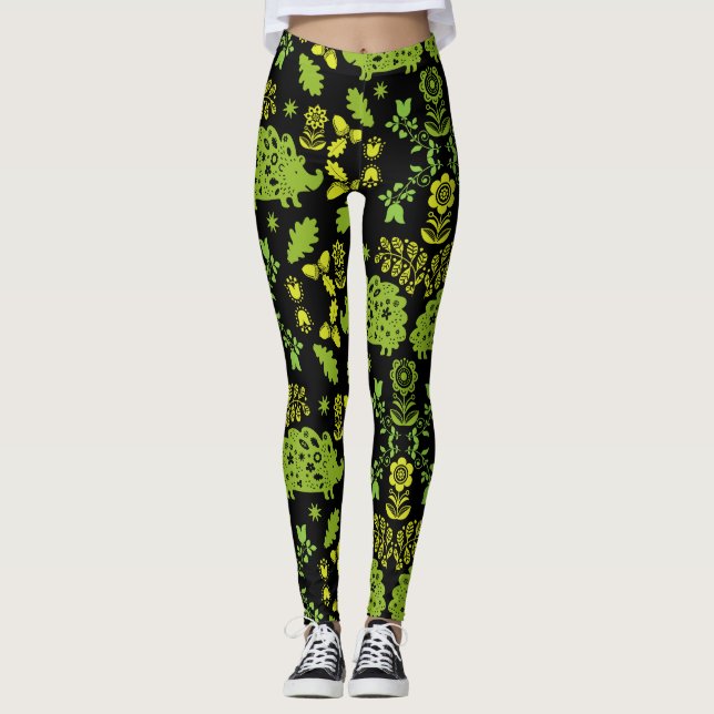 Leggings Hedgehog Folk Art (Anverso)