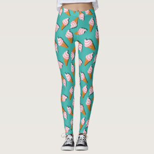 Leggings Helado de conos de gofre y patrón de yogur congela
