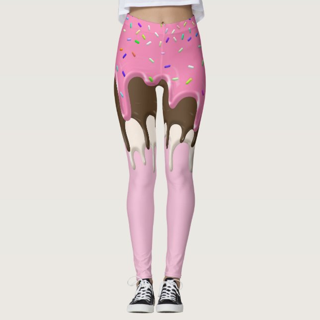 Leggings Helado de crema rosa espolvorear llovizna (Anverso)