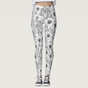 Leggings Hellebores en blanco y negro