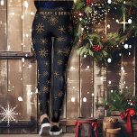 Leggings Herencia azul feroz y brillante<br><div class="desc">Leggings de patrón azul oscuro festivo para Navidades perfectas para ropa chica. Puede actualizar el texto o eliminarlo. El patrón son lindas estrellas marrones doradas de varias formas colocadas en un fondo azul oscuro azul oscuro.</div>