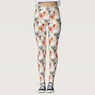 Leggings Hermosa flor azul y blanca de la pradera femenina