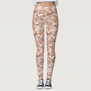 Leggings Hermosa flor pastel rosa suave