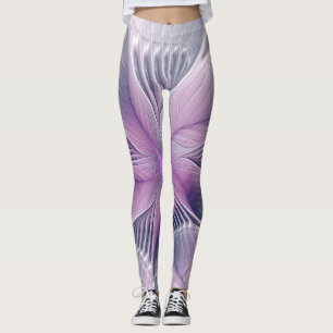 Leggings Hermosa Flor Rosa Arte Abstracto Fractal Moderno