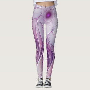Leggings Hermosa Flor Rosa Moderna Resumen Arte Fractal
