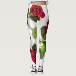 Leggings Hermosa flor rosa roja profunda