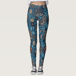 Leggings Hermosa floral en azul y beige