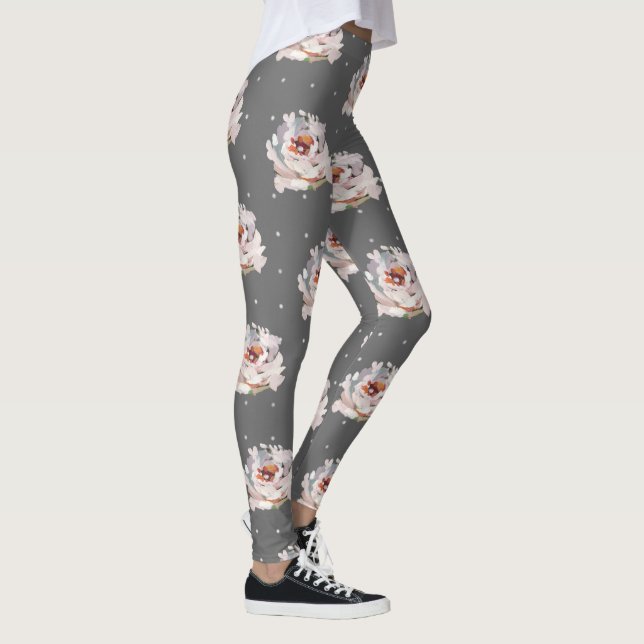 Leggings Hermosa floral pastel con puntos en gris Moda (Derecha)