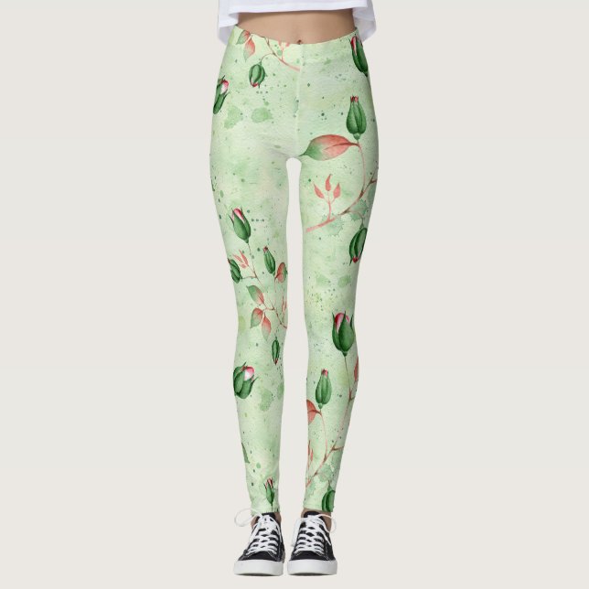 Leggings Hermosa floral verde (Anverso)