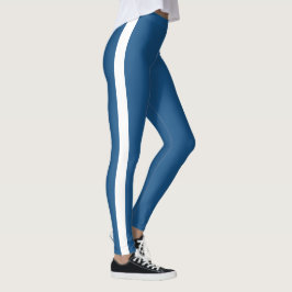 Leggings Hermosa franja blanca azul